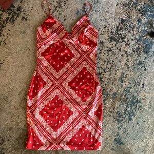red bandana print dress